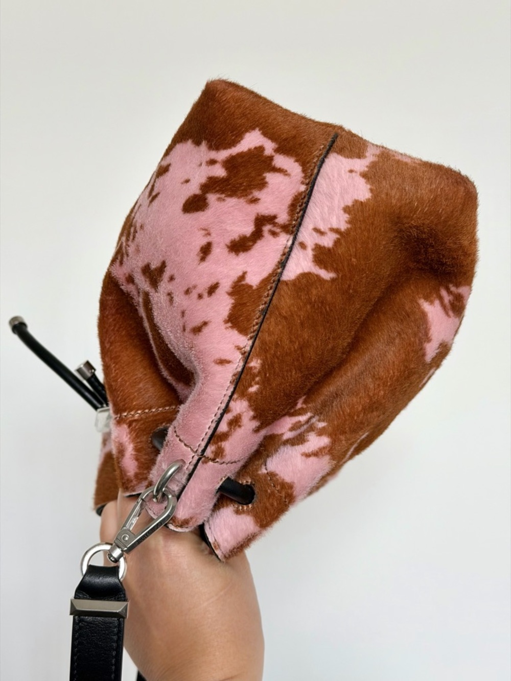 SOLD! Jimmy Choo Cinch M Cow Print Shoulder Bag - Picture 4 of 15